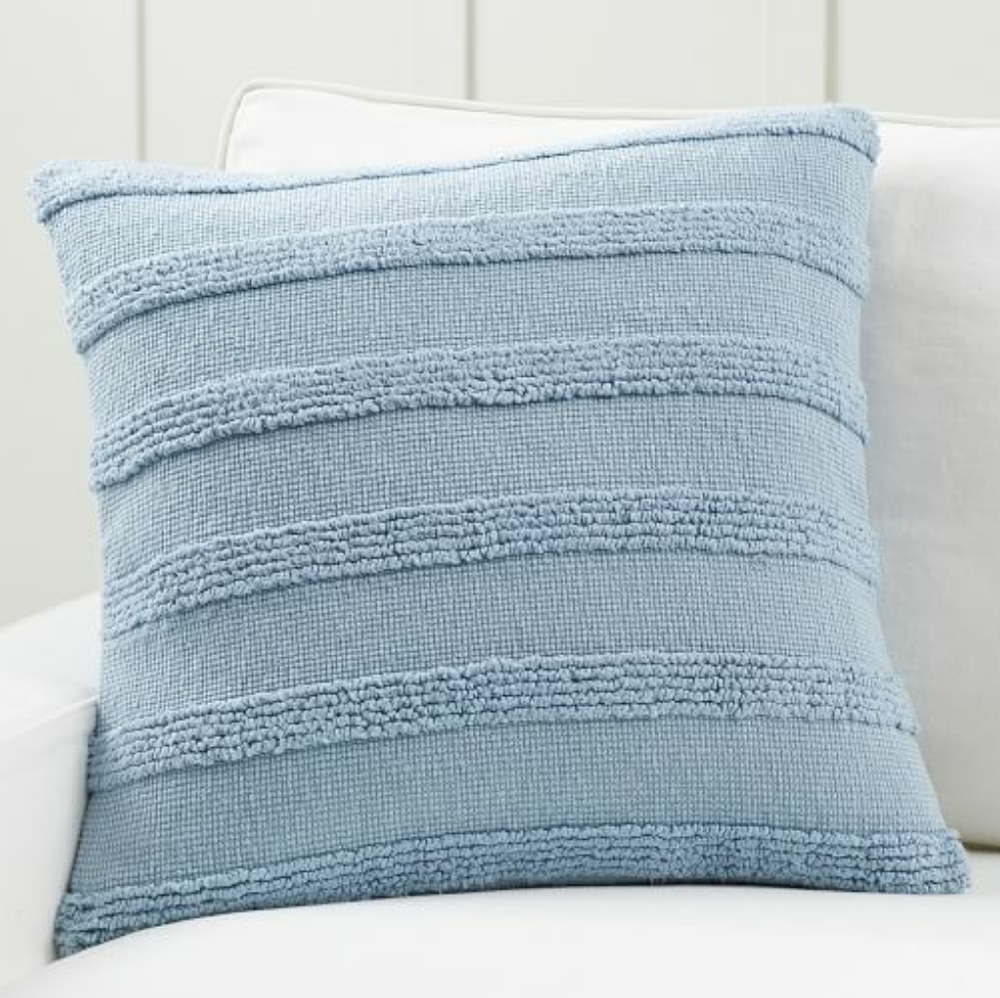 BNWT Pottery Barn Damian Handwoven Textured Pillow Cover In Blue